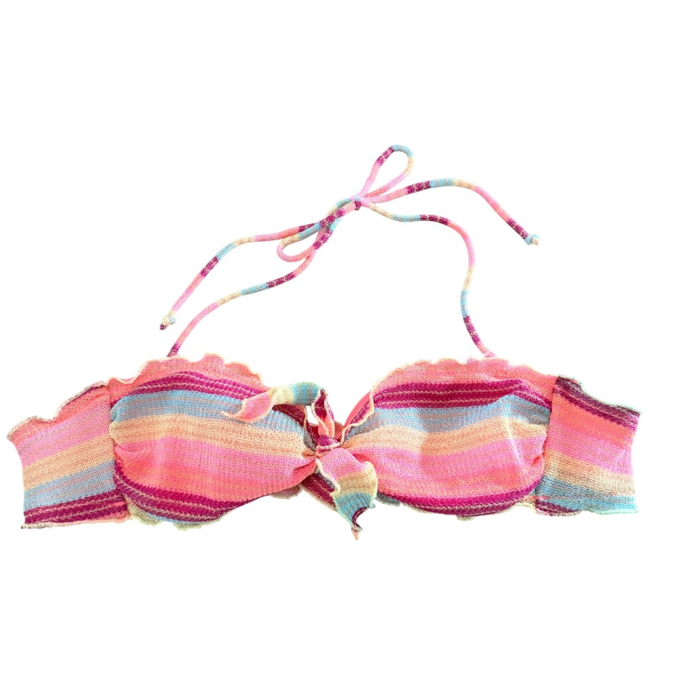 Victoria's Secret Knit Striped Bandeau Bikini Top Pink Multi S/P